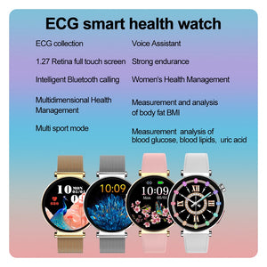 490 ECG + call + blood lipid, uric acid, blood sugar high-end health Smart watch for female products detail  photo