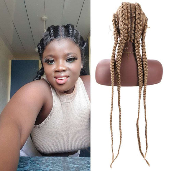 30 inch Braided Wigs Synthetic Lace Front Wig for Black Women Cornrow Braids Lace Wigs 613 Color