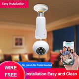 360 Degree Rotation Smart Auto Tracking PTZ Bulb Shaped Wifi Camera with Dual Light for Night Vision ad Illumination Free APP