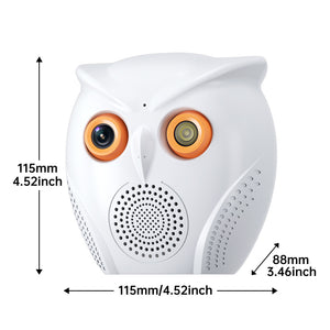 Ultra Loud Voice Alarm & Intelligent Humanoid Recognition Alarm Big Horn Owl Cartoon AI  HD WIFI camera 